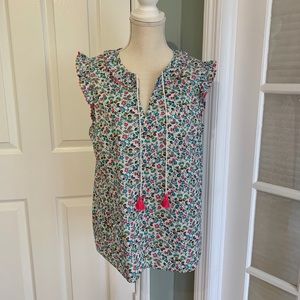 Boden sleeveless floral ruffled top. Size 10